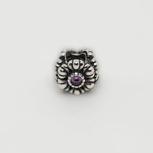 Pandora Sterling Silver Amethyst Retired Birthday Bloom bead